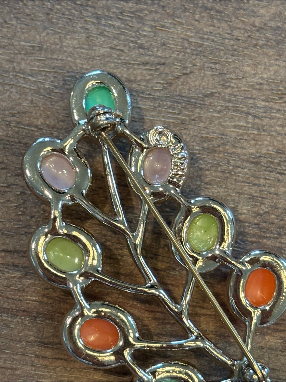 Vintage Sarah Coventry Pastel Cabochon Branch Brooch Gold Tone - Picture 3 of 3